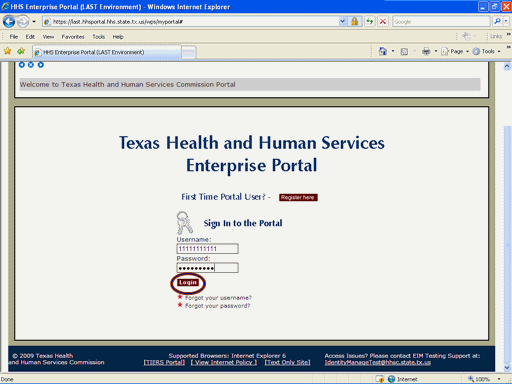 Screenshot of Enterprise Portal Logon page